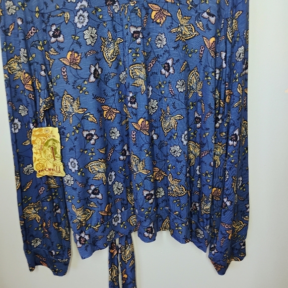 One World Long Sleeve Vneck Surplice Front Knit Top Indigo Olga Plus Size 2X - Picture 6 of 13